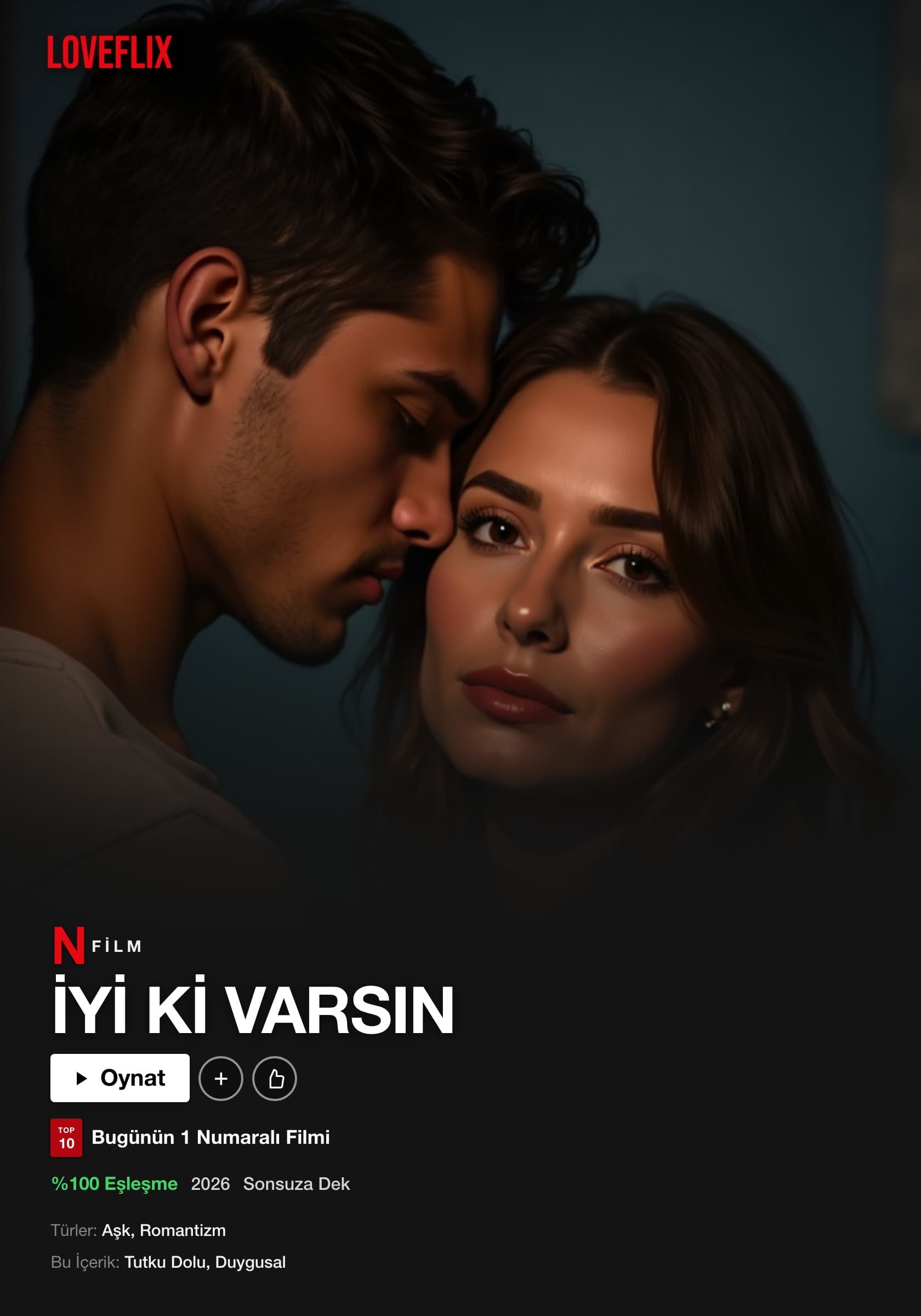 Netflix poster tablosu — sevgili çift, İYİ Kİ VARSIN